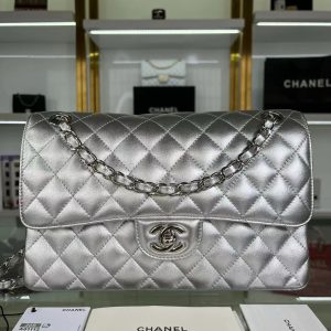 chanel Classic Flap a01112 SILVER 15.5×25.5×6.5cm