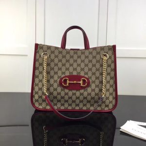 Gucci GG Unisex Gucci 1955Horsebit Large Tote Bag-Red 35x27x12cm