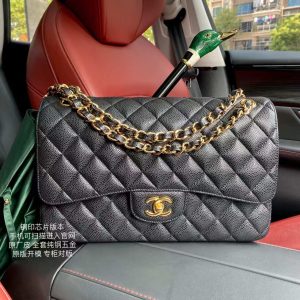 Chanel Classic Flap Jumbo 30cm CF Black Gold 19.5x30x10cm