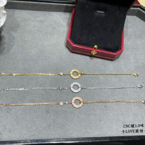 Alternative view of Cartier LOVE bracelet, on chain, 2 diamonds