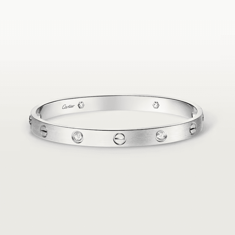 Cartier LOVE bracelet, classic model, brushed, 4 diamonds - Image 10
