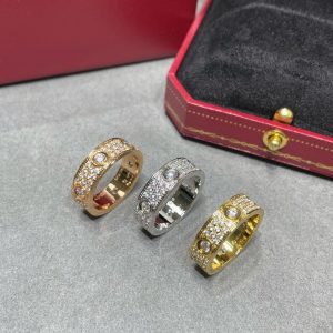 Alternative view of Cartier LOVE ring, classic model, paved, 6 diamonds