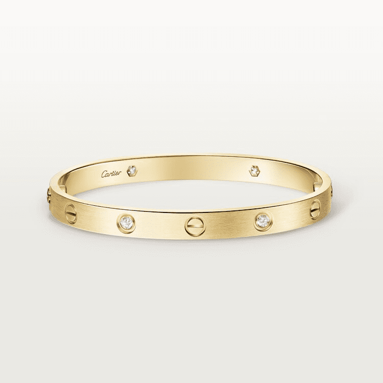 Cartier LOVE bracelet, classic model, brushed, 4 diamonds - Image 9