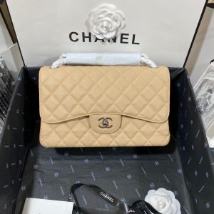 Chanel Classic Flap Jumbo 30cm CF Khaki Silver