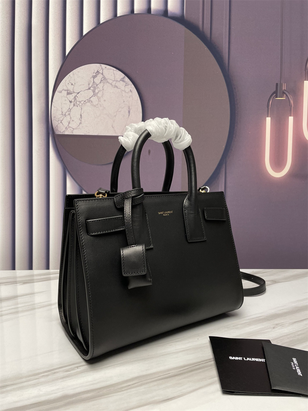 YSL SAC DE JOUR BABY IN SHINY LEATHER BLACK - Image 4
