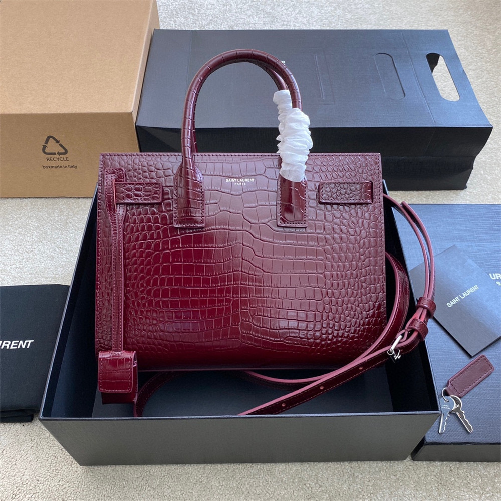 YSL SAC DE JOUR BABY IN CROCODILE EMBOSSED LEATHER RED - Image 2