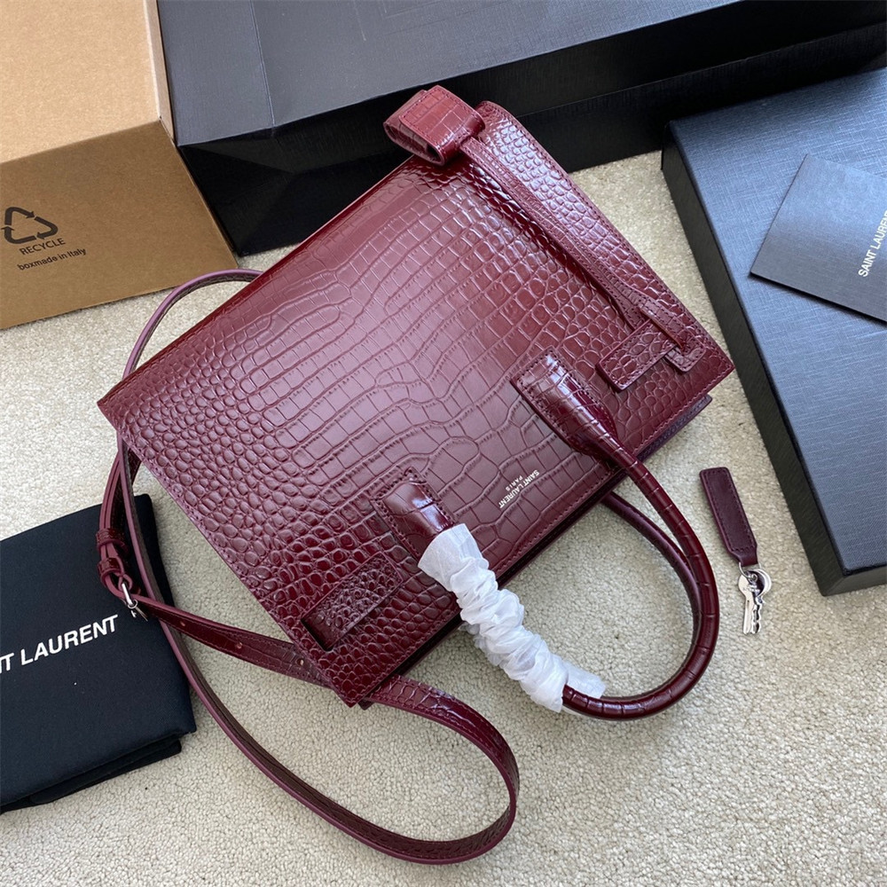 YSL SAC DE JOUR BABY IN CROCODILE EMBOSSED LEATHER RED - Image 10