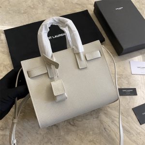 Alternative view of YSL SAC DE JOUR NANO IN GRAINED LEATHER WHITE