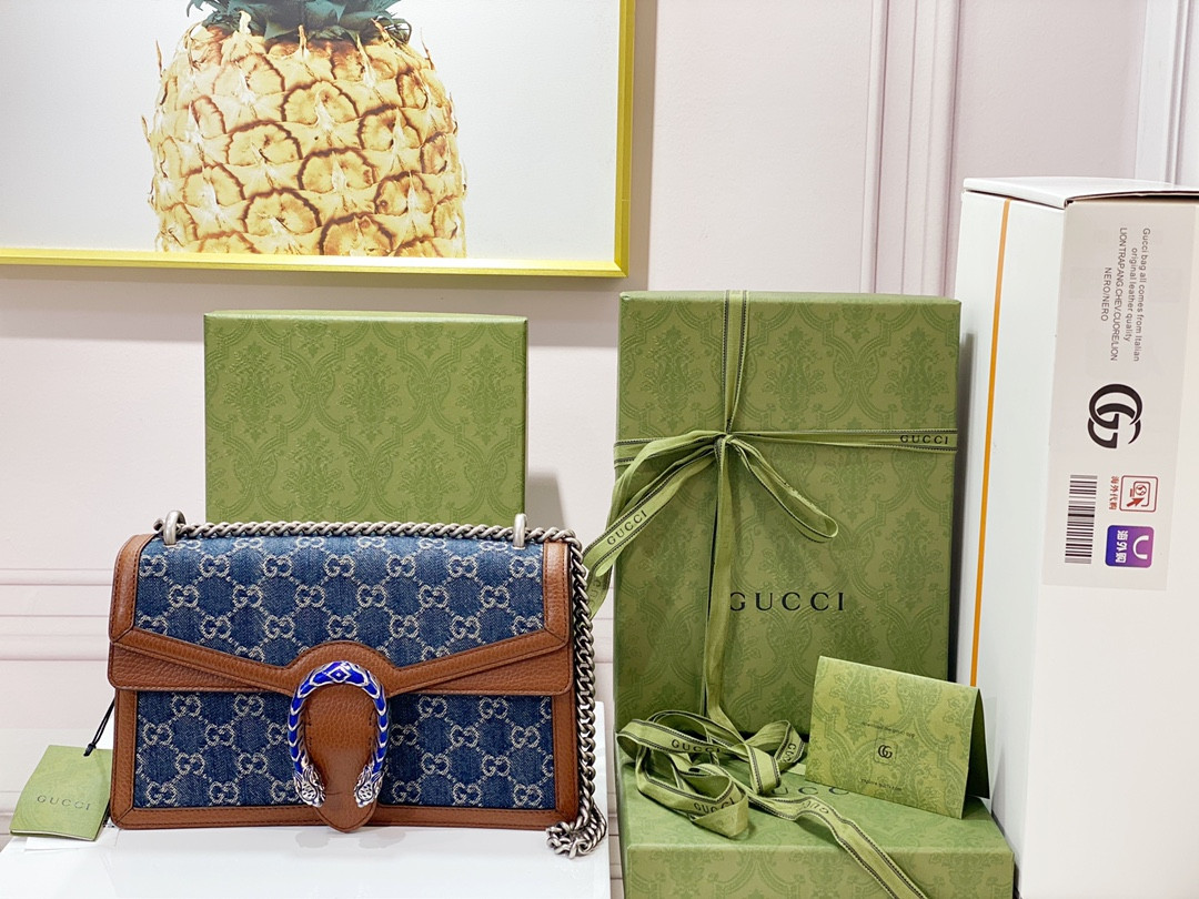 GUCCI DIONYSUS SMALL SHOULDER BAG BLUE 11"Wx7"Hx3.5"D - Image 2