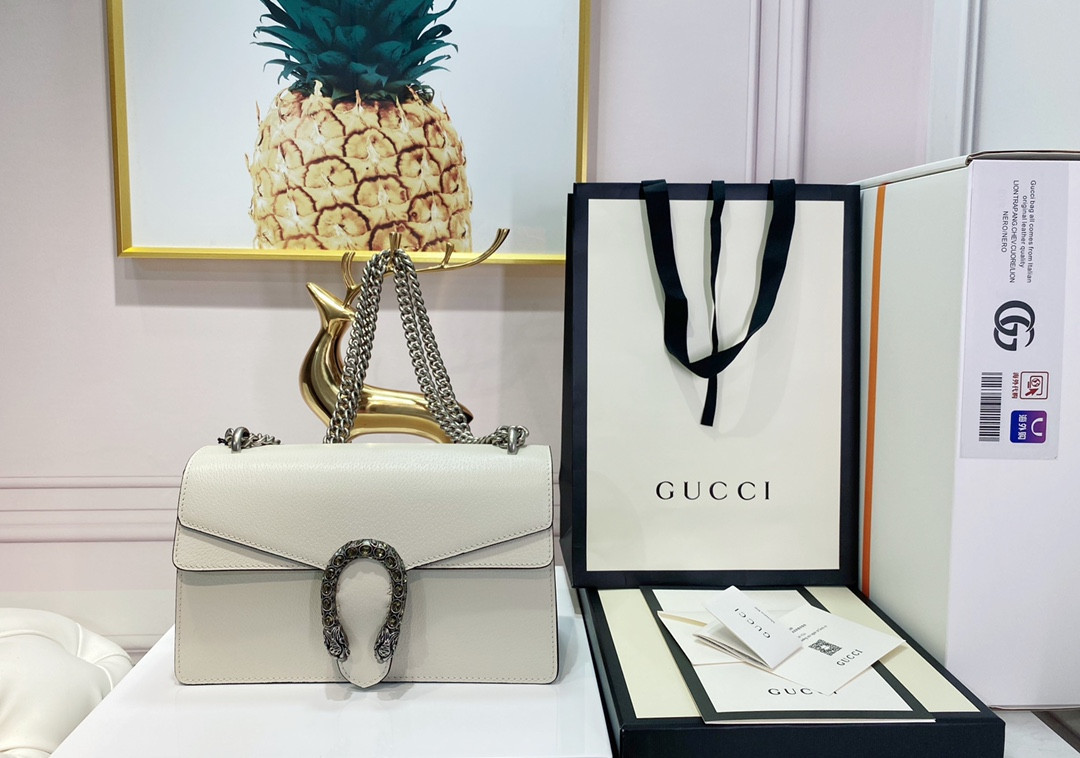 GUCCI DIONYSUS SMALL LEATHER SHOULDER BAG WHITE 11"Wx7"Hx3.5"D - Image 2
