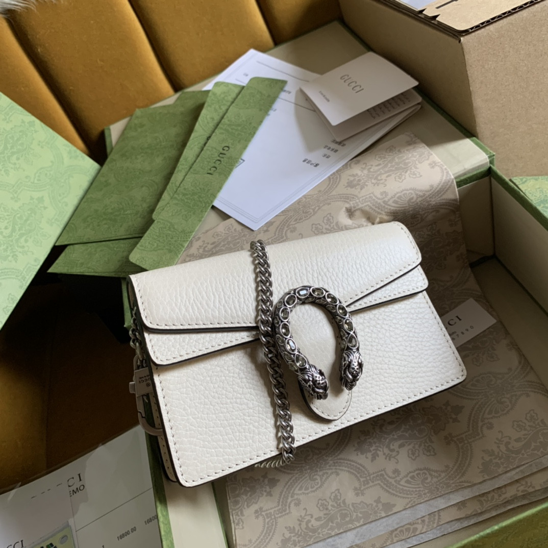 GUCCI DIONYSUS LEATHER SUPER MINI BAG WHITE