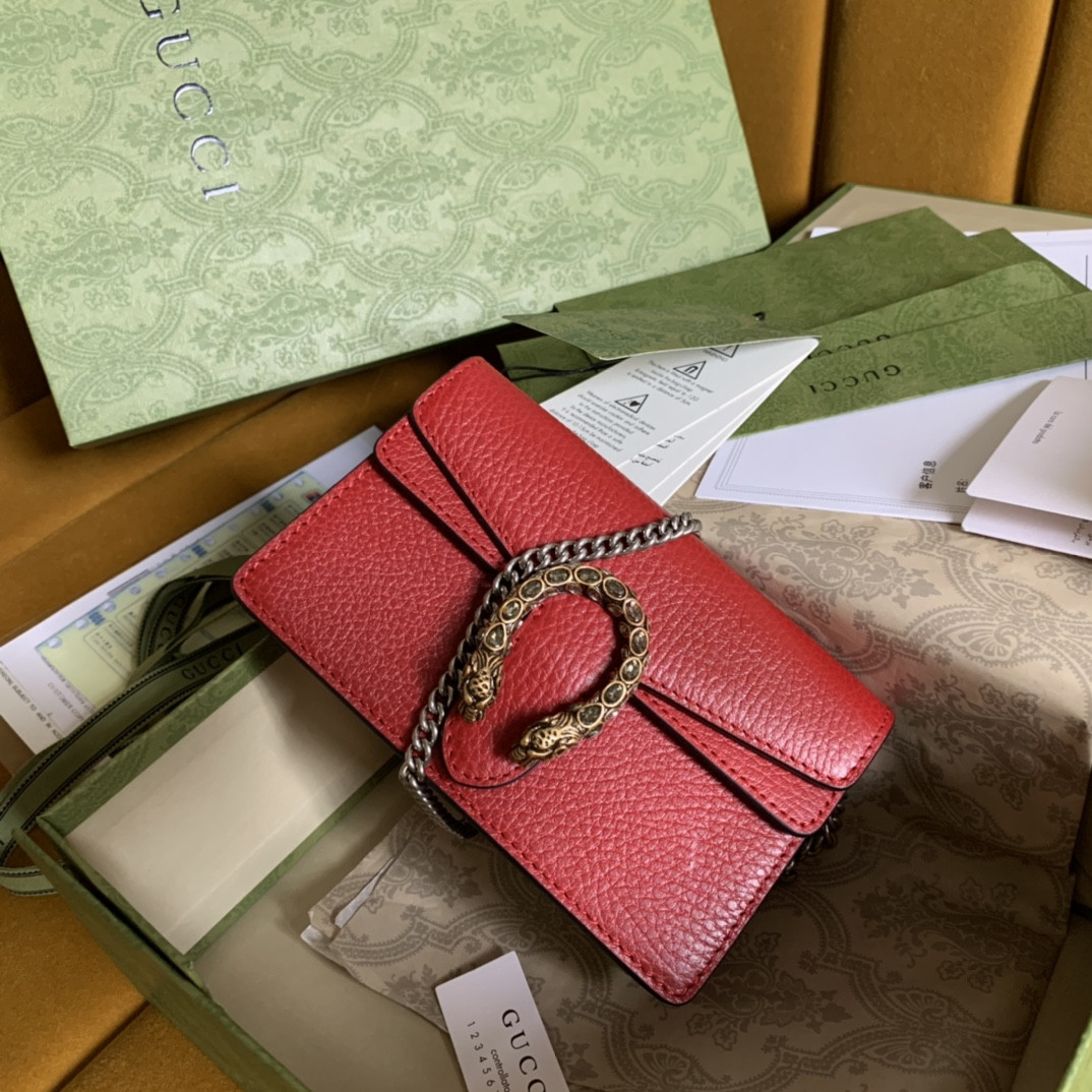 GUCCI DIONYSUS LEATHER SUPER MINI BAG RED