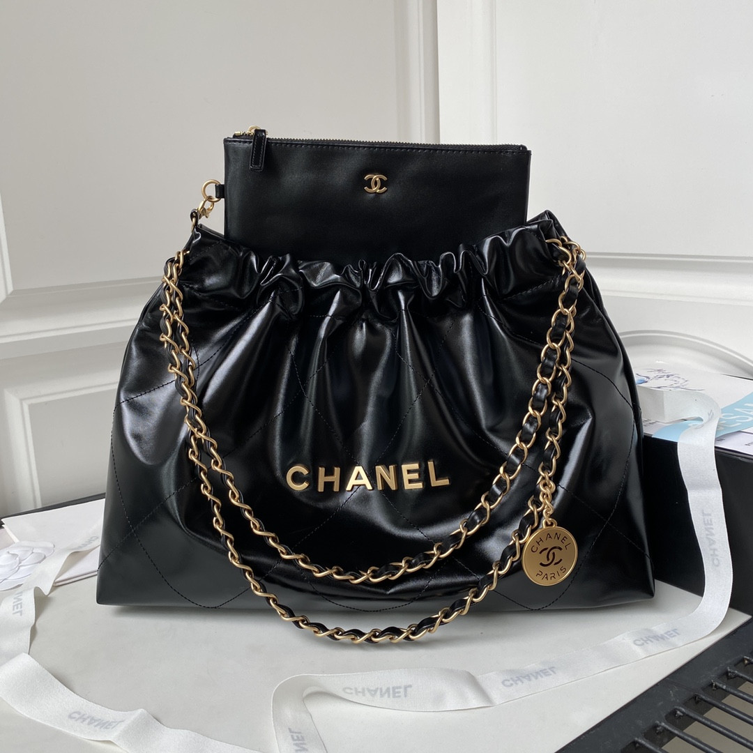Alternative view of CHANEL 22 HANDBAG Shiny Calfskin BLACK 30x45x8cm