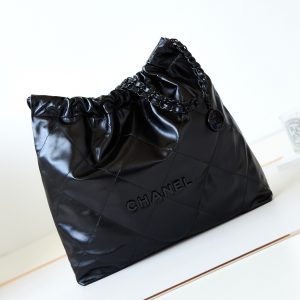 Alternative view of CHANEL 22 HANDBAG Shiny Calfskin ALL Black 15.21x16.38x3.12 in