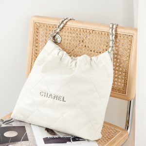 Alternative view of CHANEL 22 HANDBAG Metallic Shaded Calfskin & Silver-Tone Metal White 15.21x16.38x3.12 in