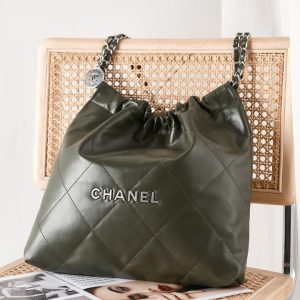 Alternative view of CHANEL 22 HANDBAG Shiny Calfskin Black IN SILVER Metal 15.21x16.38x3.12 in