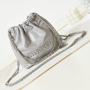Alternative view of CHANEL 22 MINI HANDBAG Shiny Calfskin GREY 7.8 x 7.4 x 2.3 in