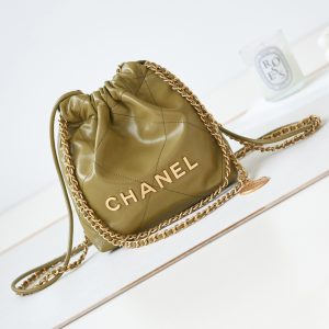 Alternative view of CHANEL 22 MINI HANDBAG Shiny Calfskin GREEN 7.8 x 7.4 x 2.3 in