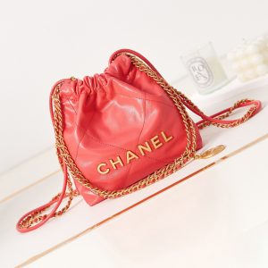 Alternative view of CHANEL 22 MINI HANDBAG Shiny Calfskin red 7.8 x 7.4 x 2.3 in