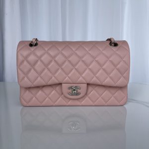 CHANEL CLASSIC FLAP 25CM CF PINK SILVER 6 × 9.9 × 2.5 in