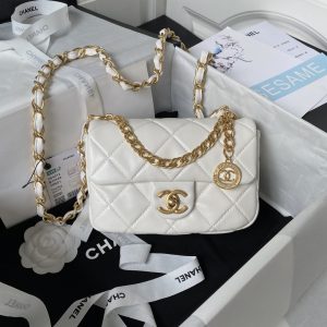 Alternative view of CHANEL MINI FLAP BAG WHITE 4.7 × 7.8 × 2.3 in
