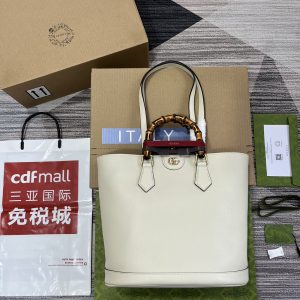 GUCCI DIANA MEDIUM TOTE BAG White 31W x 27H x 15D CM