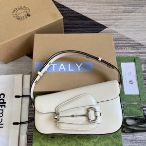 Alternative view of GUCCI HORSEBIT 1955 SMALL SHOULDER BAG WHITE 10.4"W x 6.7-4.1"H x 3.1-1.6"D