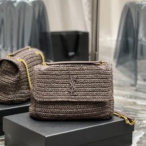 Alternative view of YSL NIKI MEDIUM CHAIN BAG IN RAFFIA AND LEATHER COFFEE 11 X 7.8 X 3.3 INCHES