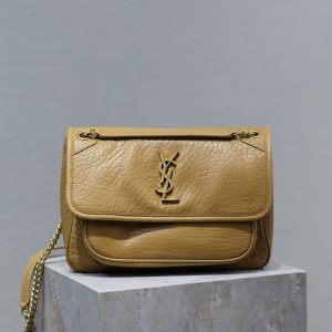 Alternative view of YSL NIKI MEDIUM IN VINTAGE LEATHER DARK CORK 11 X 7.8 X 3.3 INCHES