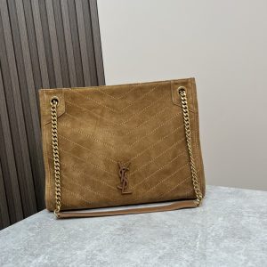 Alternative view of YSL NIKI MEDIUM SHOPPING IN SUEDE BROWN 12.9 X 10.6 X 4.5 INCHES
