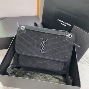 Alternative view of YSL NIKI MEDIUM IN SUEDE BLACK 11 X 7.8 X 3.3 INCHES