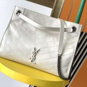 Alternative view of YSL NIKI SHOPPING IN VINTAGE LEATHER WHITE 12.9 X 10.6 X 4.5 INCHES