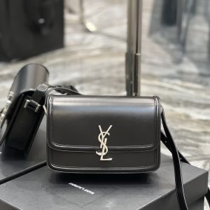 Alternative view of YSL SOLFERINO MEDIUM IN GLAZED LEATHER BLACK 9.1 X 6.3 X 2.4 INCHES