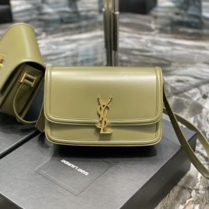 YSL SOLFERINO MEDIUM SATCHEL IN BOX SAINT LAURENT Avocado GREEN 9.1 X 6.3 X 2.4 INCHES