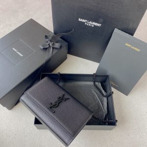Alternative view of YSL KATE SMALL IN GRAIN DE POUDRE EMBOSSED LEATHER NAVY 7.8 X 4.9 X 1.9 INCHES
