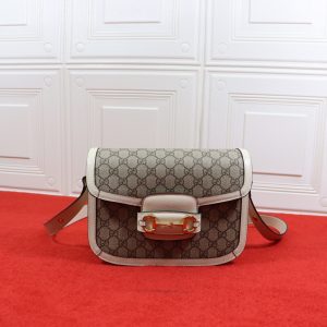 Alternative view of GUCCI HORSEBIT 1955 SHOULDER BAG GRAY WHITE 9.8"W x 7"H x 3.1"D