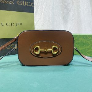 GUCCI HORSEBIT 1955 SMALL SHOULDER BAG BROWN 7.9"W x 5.1"H x 2.4"D