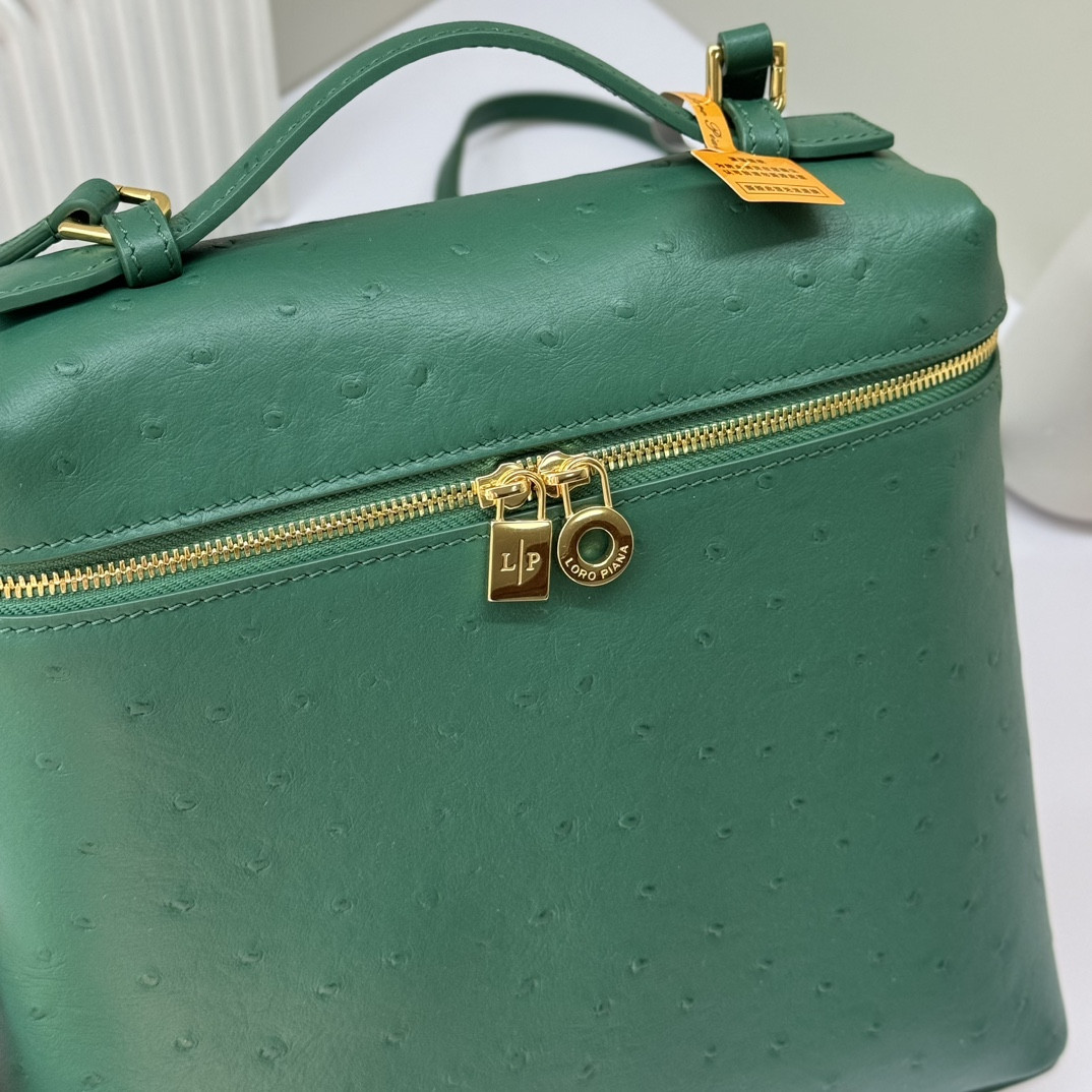 Loro Piana Extra Pocket backpack L23.5 Ostrich-grained Leather 23 x 21 x 8 cm - Image 7