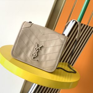 YSL NIKI CHAIN WALLET IN SHINY LEATHER WHITE 19 x 15 x 6 CM