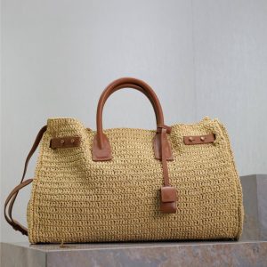 Alternative view of YSL SAC DE jour supple in raffia and leather - medium 41x28x13cm