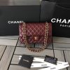 Chanel CLASSIC 11.12 HANDBAG  Lambskin Brown Metal Burqundy 15.5 x 25.5 x 6.5 cm