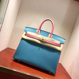 Alternative view of Herm¨¨s Birkin 35 Blue Paon and Rose Azalee Epsom Leather and Gold Hardware