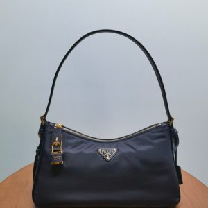 Alternative view of Prada Aim¨¦e 1BC232 Large Recycled Nylon and Leather Shoulder Bag with Padlock