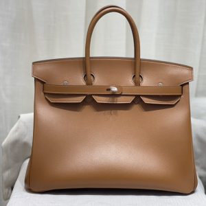 Alternative view of Herm¨¨s Birkin 35 Gold Box Palladium Hardware