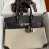 Herm¨¨s Birkin 30 Ebone Swift and Beige Canvas Palladium Hardware