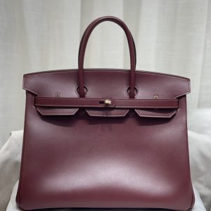 Herm¨¨s Birkin 35 Bordeaux Box Palladium Hardware