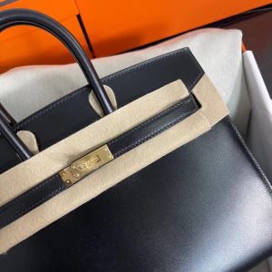 Alternative view of Herm¨¨s Birkin 25 Noir Box Gold Hardware