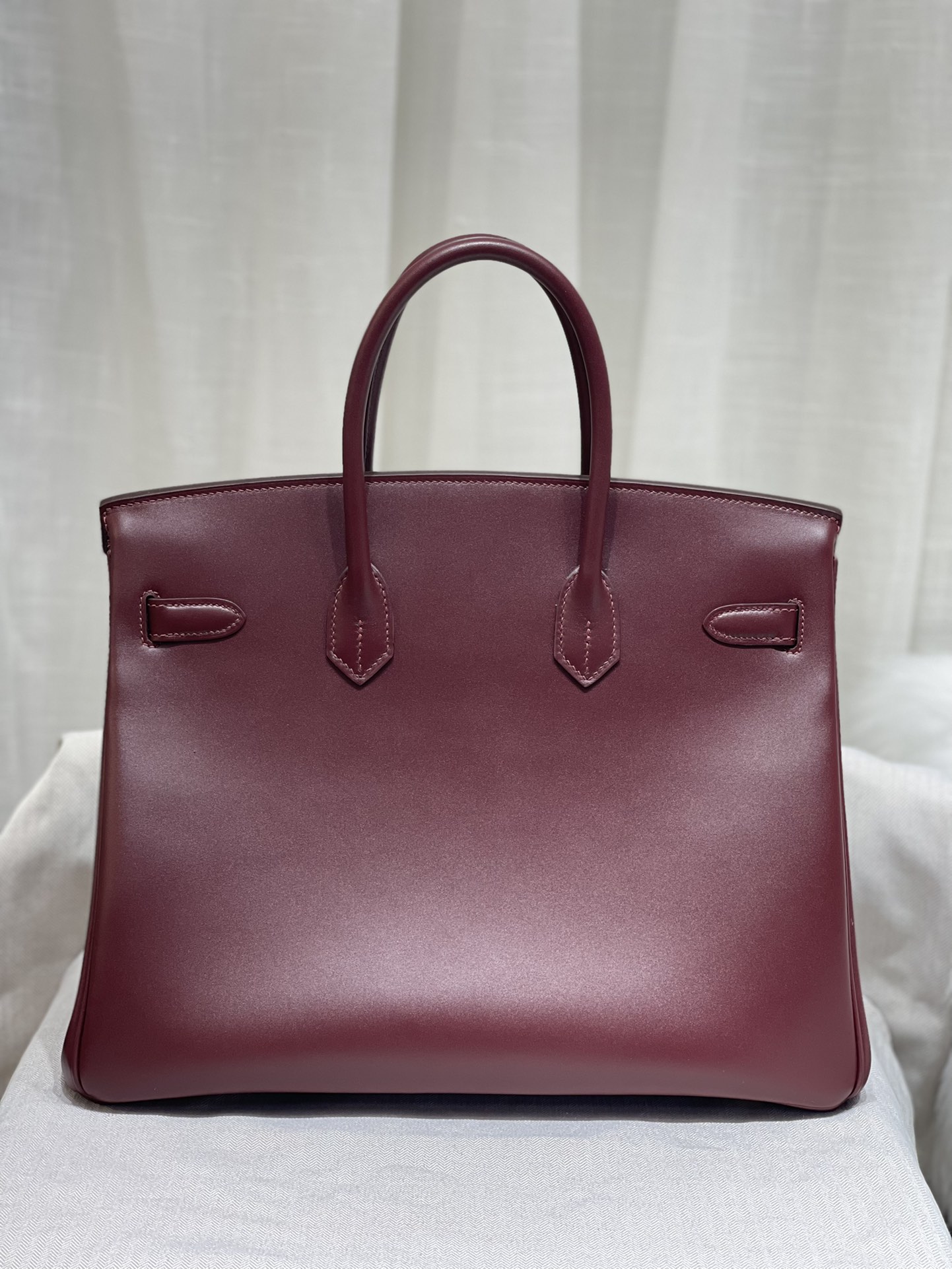 Herm¨¨s Birkin 35 Bordeaux Box Palladium Hardware - Image 5