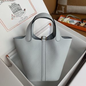 Herm¨¨s Picotin Lock 18 Blue Pale Clemence Gold Hardware