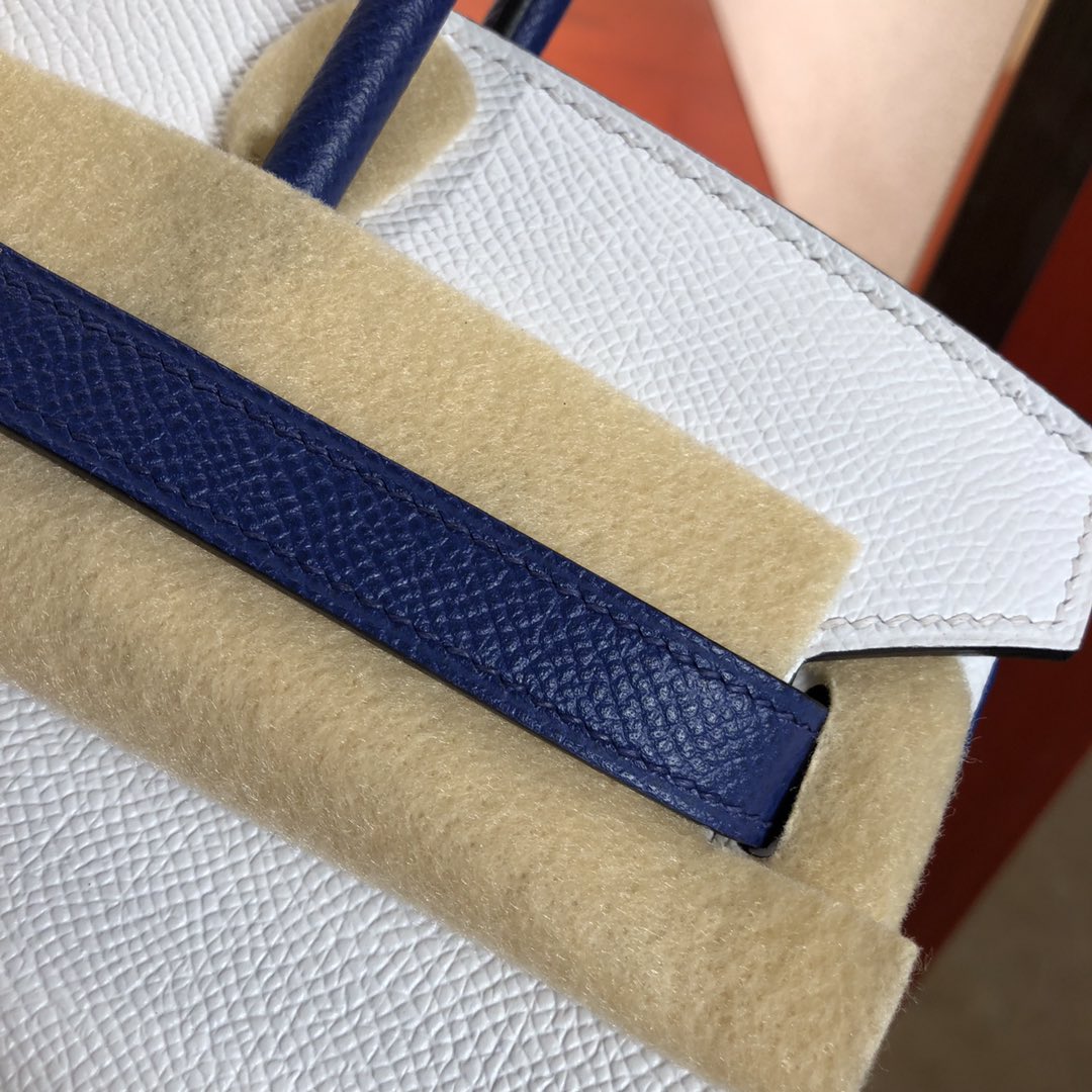 Herm¨¨s Birkin 35 Blanc and Blue Htdra Epsom Leather and Gold Hardware - Image 5